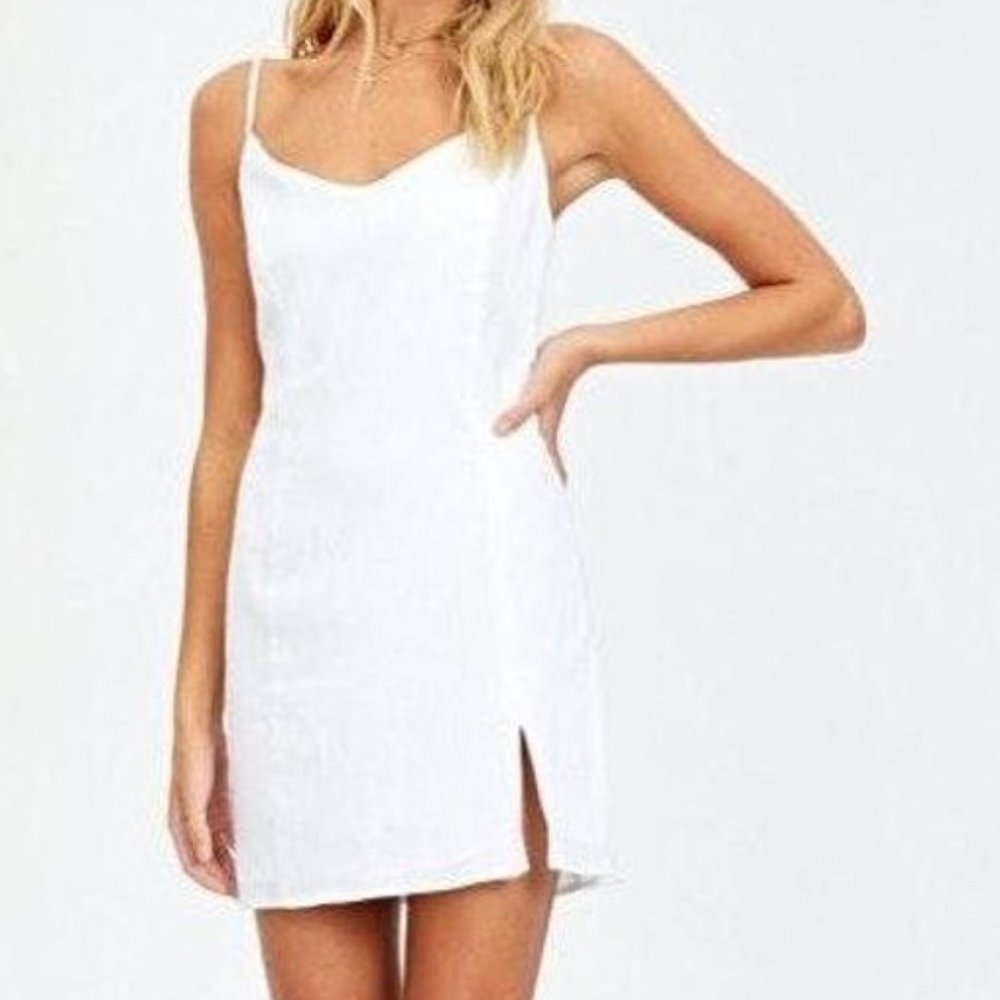 Glassons White Linen Sleeveless Dress